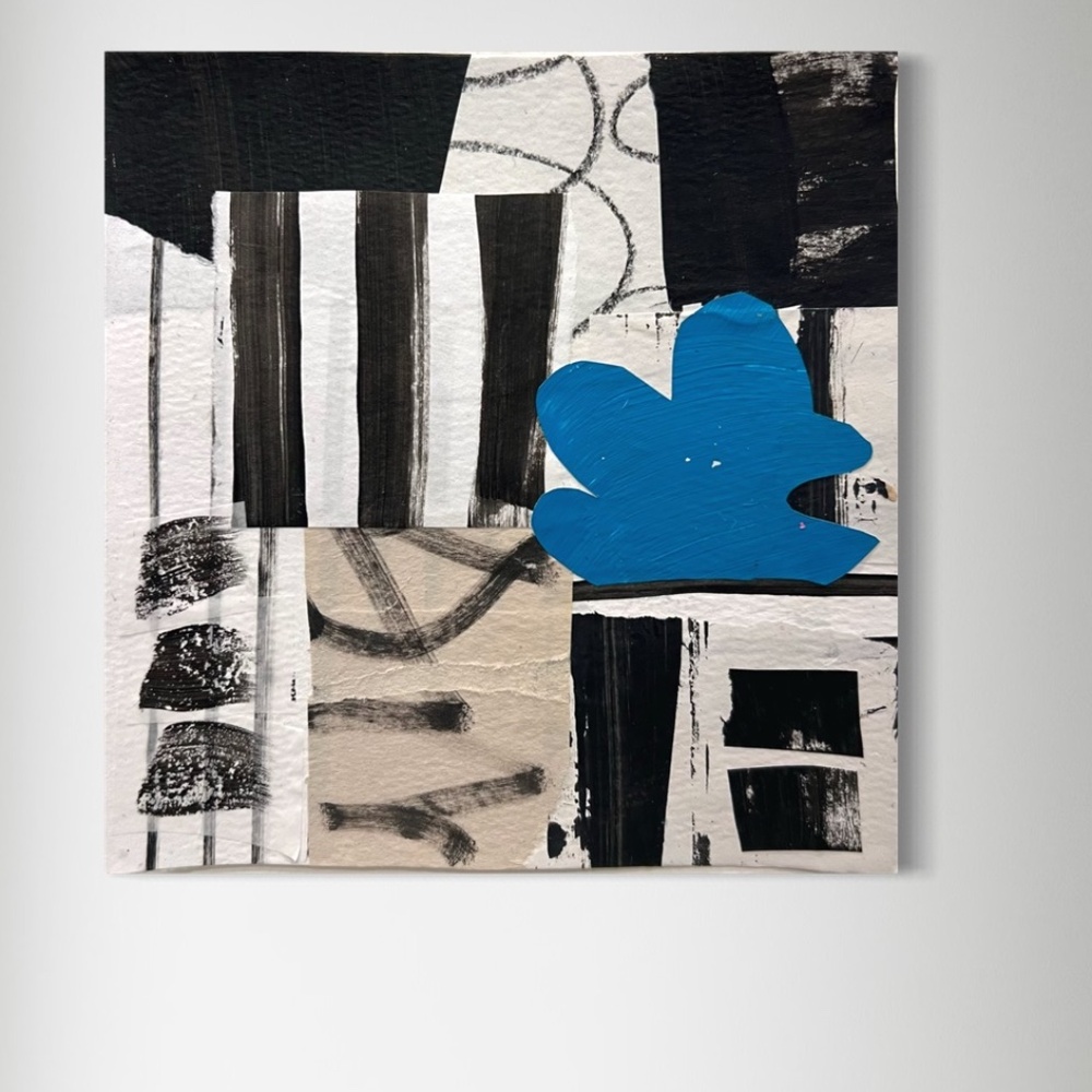 🎨 Modern Black & White Collage w/ Teal Pop – 6x6 in 8x8 Acrylic Frame